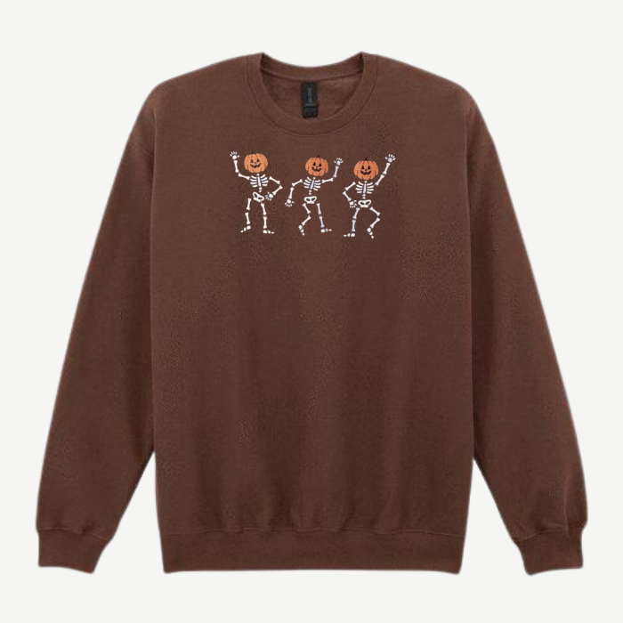 Dancing Pumpkin Skeletons Halloween Sweatshirt