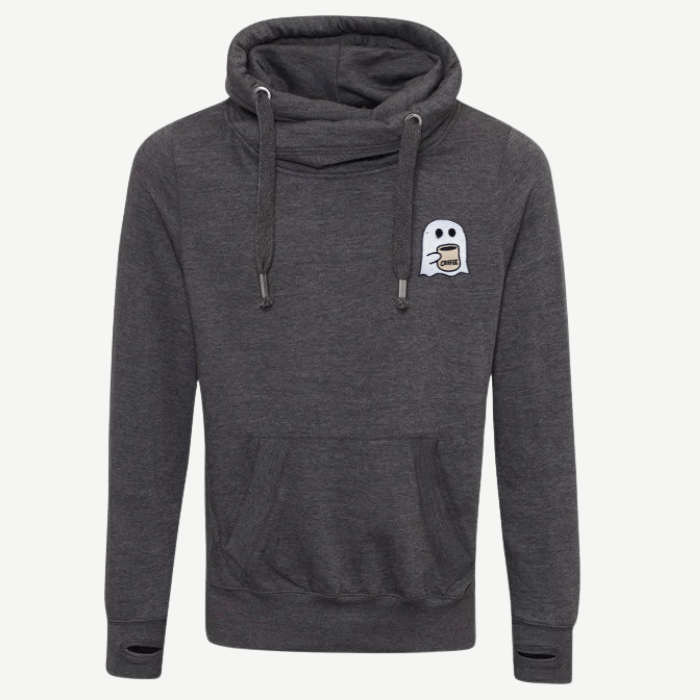 Coffee Ghost Cross Neck Hoodie