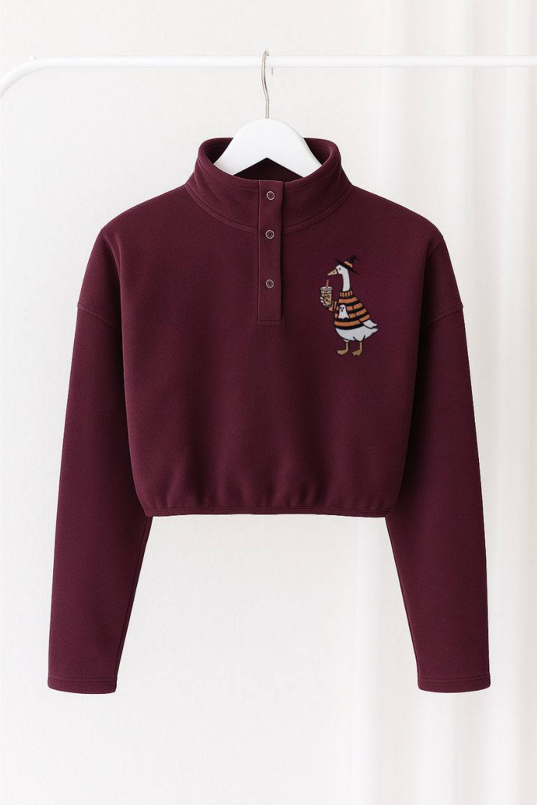 Witchy Iced Coffee Goose cropped fleece