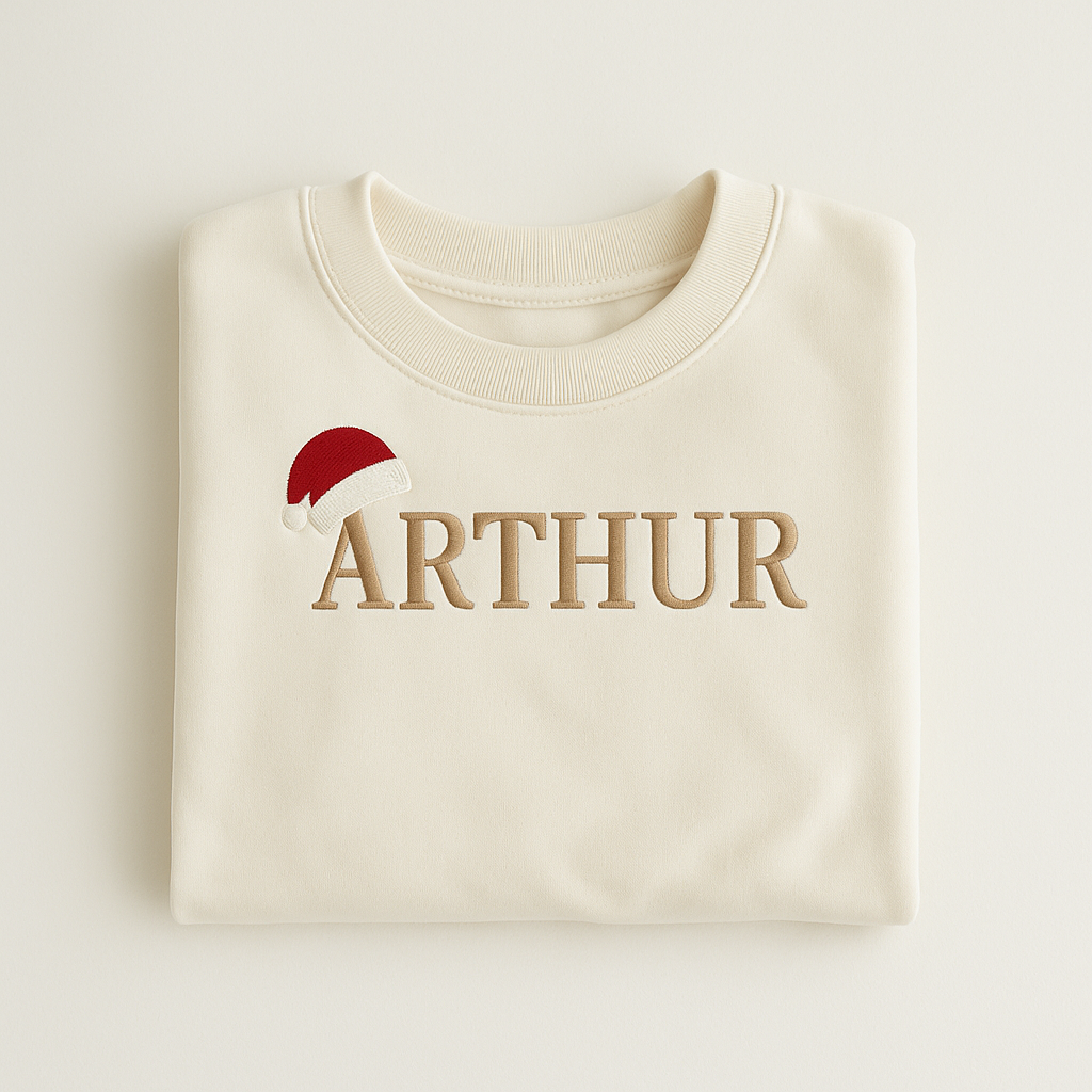 Santa Hat Name Sweatshirt - Embroidered