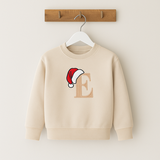 Santa Hat Inial Sweatshirt - Embroidered