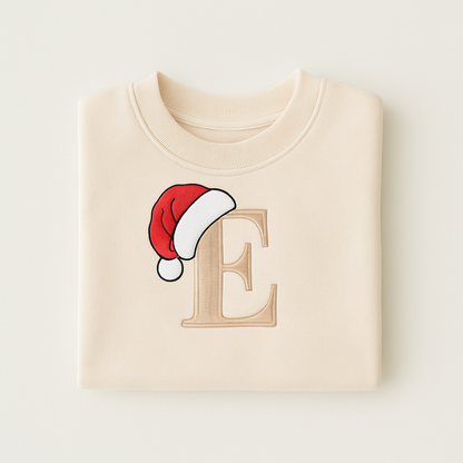 Santa Hat Inial Sweatshirt - Embroidered