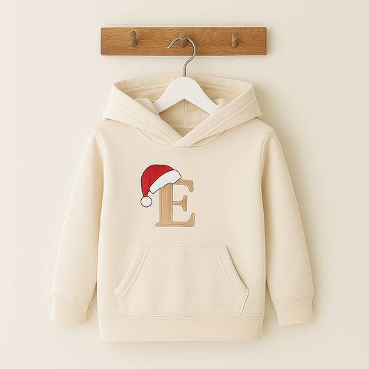 Santa Hat Inial Hoodie - Embroidered