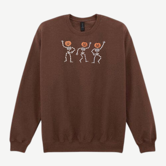 Dancing Pumpkin Skeletons Halloween Sweatshirt