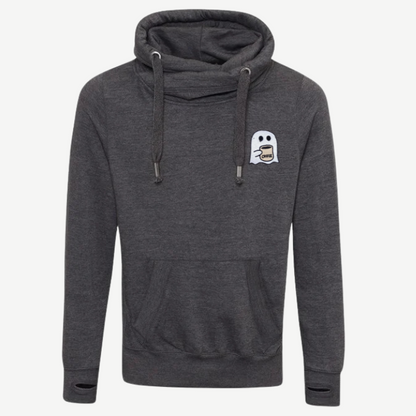 Coffee Ghost Cross Neck Hoodie