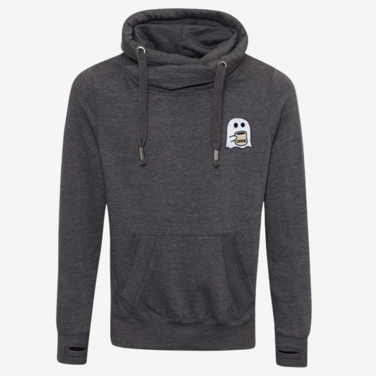 Coffee Ghost Cross Neck Hoodie