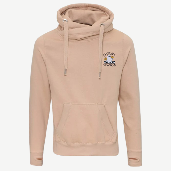 Spooky Season Pumkin Cross Neck Hoodie