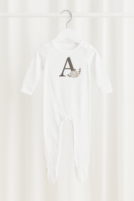Personalised Pumpkin Baby Sleepsuit