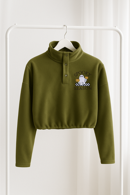 Stay Spooky Ghost Pumpkin Cropped Fleece