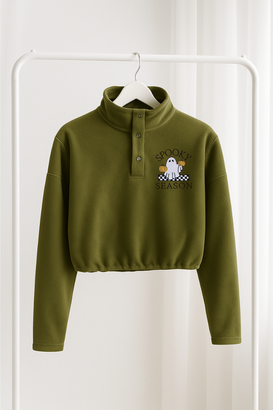 Stay Spooky Ghost Pumpkin Cropped Fleece