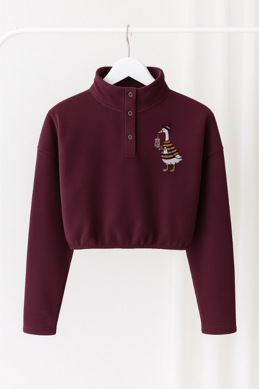 Witchy Iced Coffee Goose cropped fleece