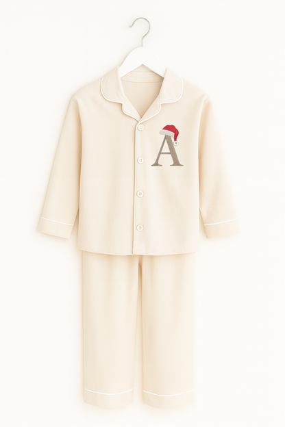 Classic Long Sleeve Pyjama Set in Beige