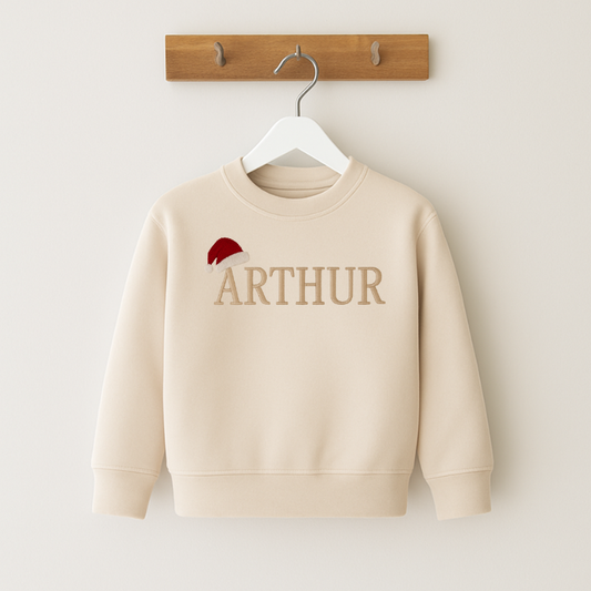 Santa Hat Name Sweatshirt - Embroidered